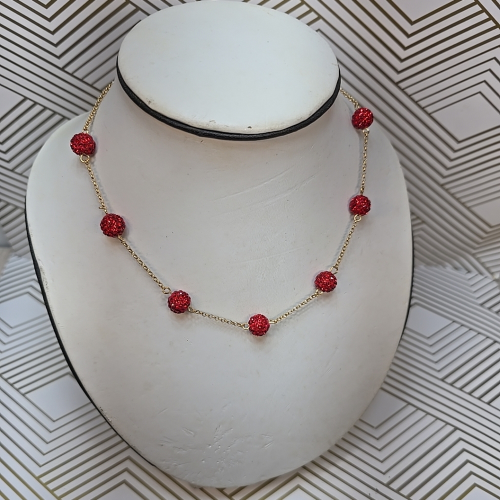 JC Penny Red Rhinestone 20" Necklace